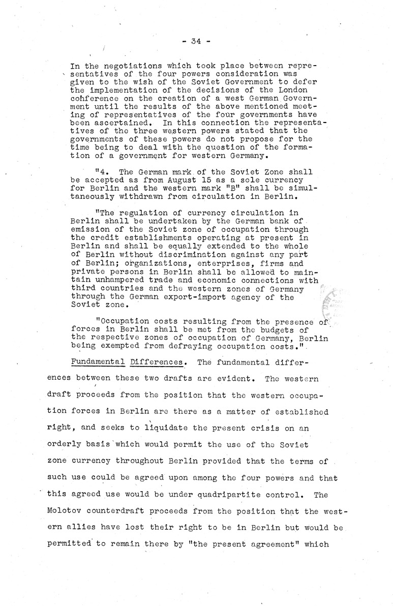 Memorandum from Eben Ayers to President Harry S. Truman, with Attached Report, The Berlin Crisis: Report of the Moscow Discussions, 1948