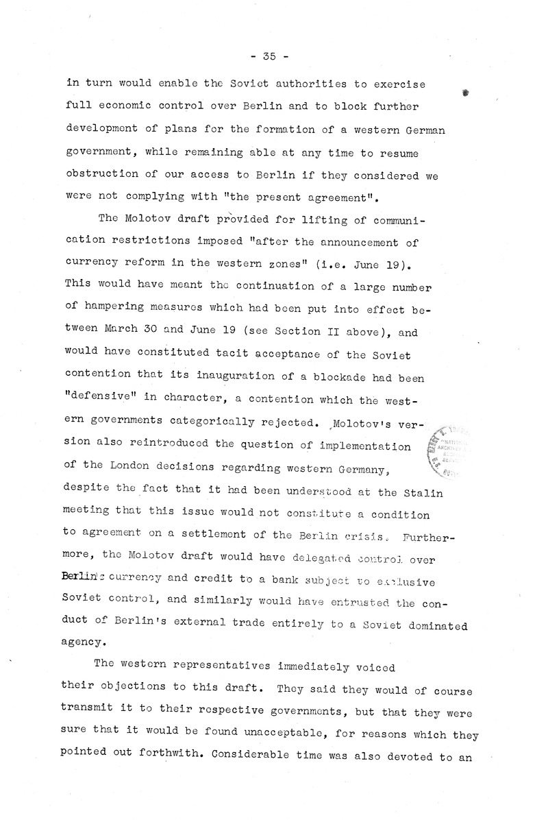 Memorandum from Eben Ayers to President Harry S. Truman, with Attached Report, The Berlin Crisis: Report of the Moscow Discussions, 1948