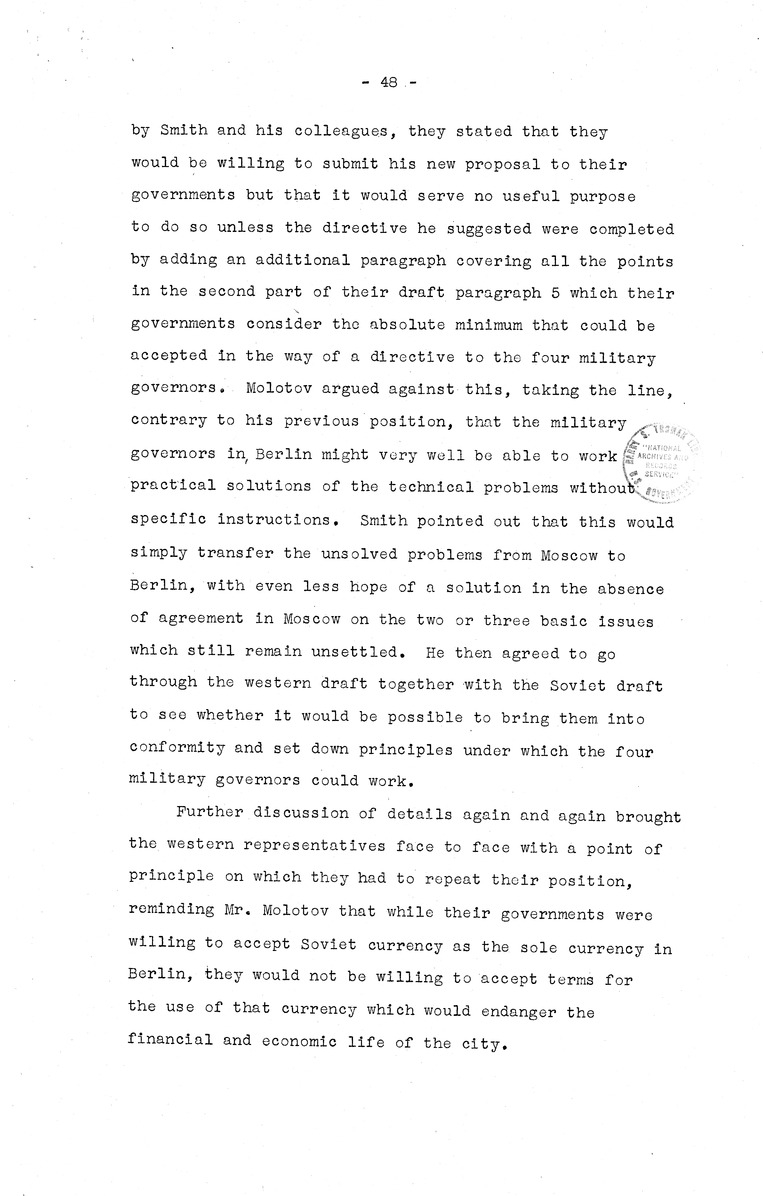 Memorandum from Eben Ayers to President Harry S. Truman, with Attached Report, The Berlin Crisis: Report of the Moscow Discussions, 1948