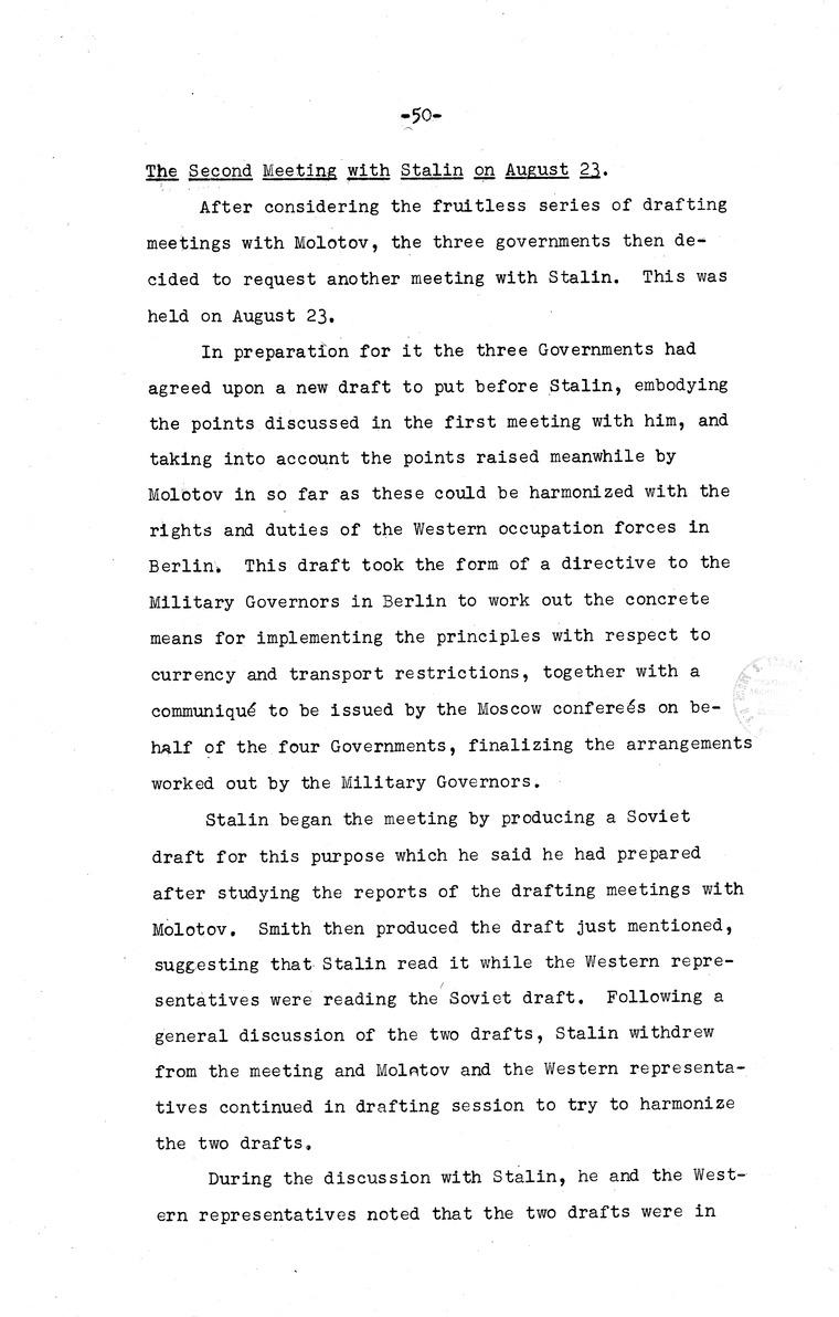 Memorandum from Eben Ayers to President Harry S. Truman, with Attached Report, The Berlin Crisis: Report of the Moscow Discussions, 1948