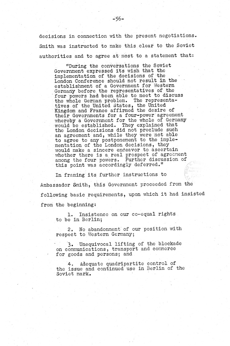 Memorandum from Eben Ayers to President Harry S. Truman, with Attached Report, The Berlin Crisis: Report of the Moscow Discussions, 1948