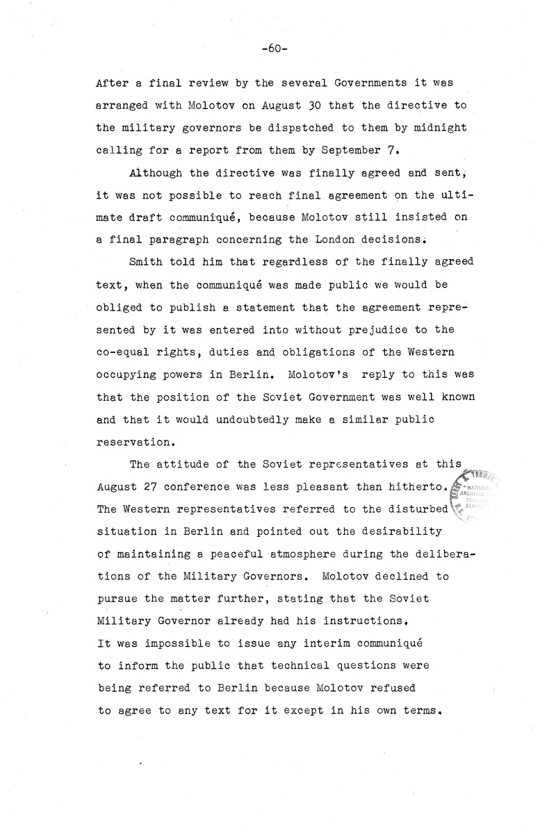 Memorandum from Eben Ayers to President Harry S. Truman, with Attached Report, The Berlin Crisis: Report of the Moscow Discussions, 1948