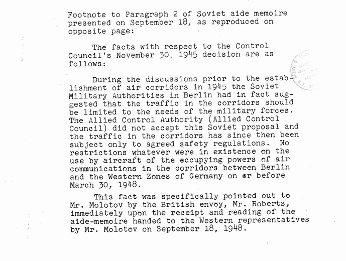 Memorandum from Eben Ayers to President Harry S. Truman, with Attached Report, The Berlin Crisis: Report of the Moscow Discussions, 1948