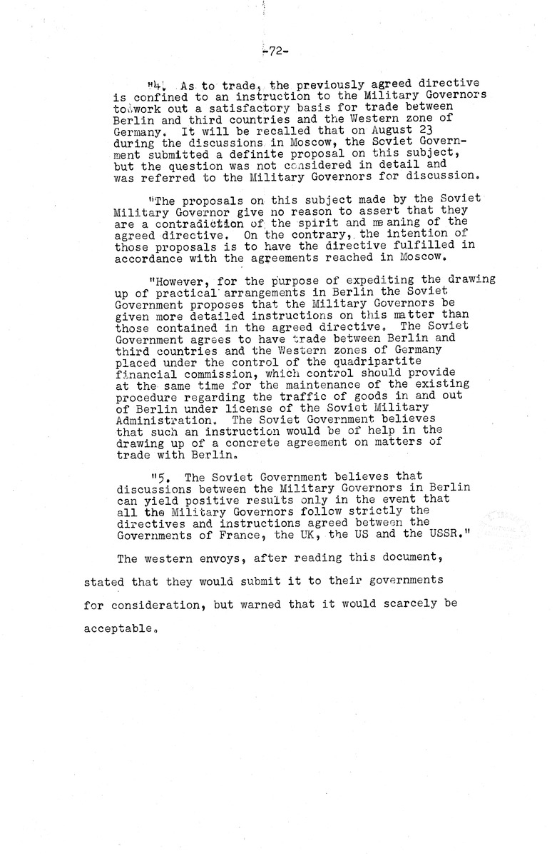 Memorandum from Eben Ayers to President Harry S. Truman, with Attached Report, The Berlin Crisis: Report of the Moscow Discussions, 1948