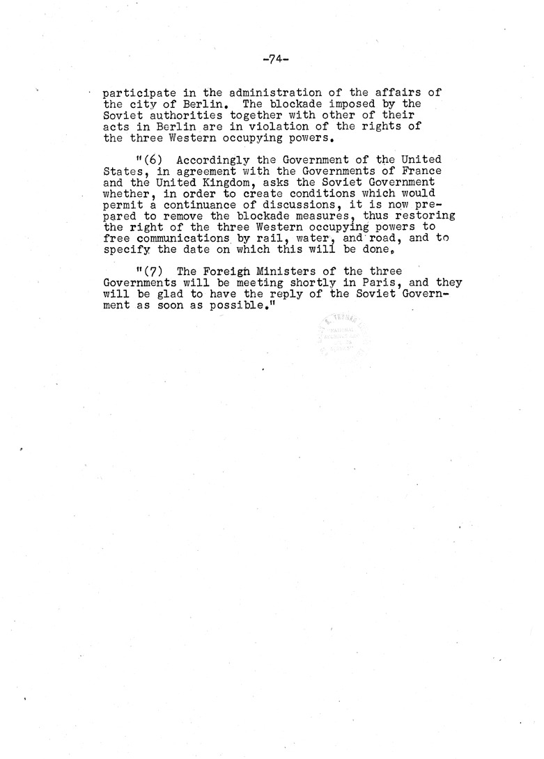 Memorandum from Eben Ayers to President Harry S. Truman, with Attached Report, The Berlin Crisis: Report of the Moscow Discussions, 1948