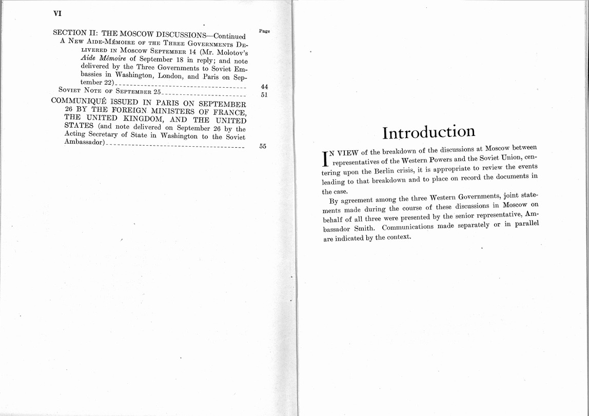 Department of State Published Report, The Berlin Crisis: A Report on the Moscow Discussions, 1948