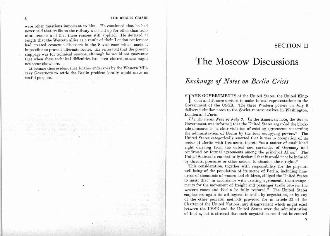 Department of State Published Report, The Berlin Crisis: A Report on the Moscow Discussions, 1948