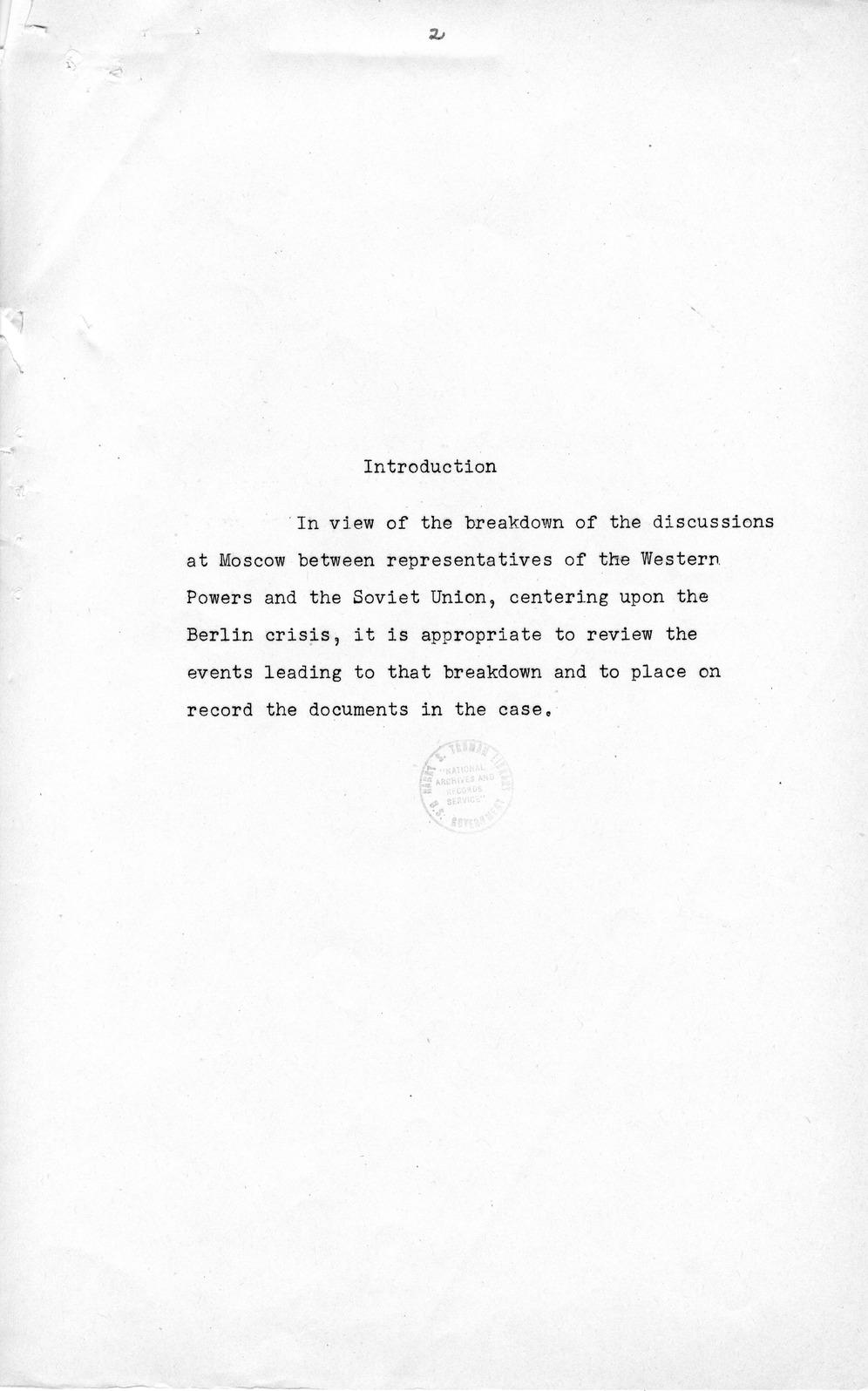 Press Release, The Berlin Crisis: A Report on the Moscow Discussions, 1948