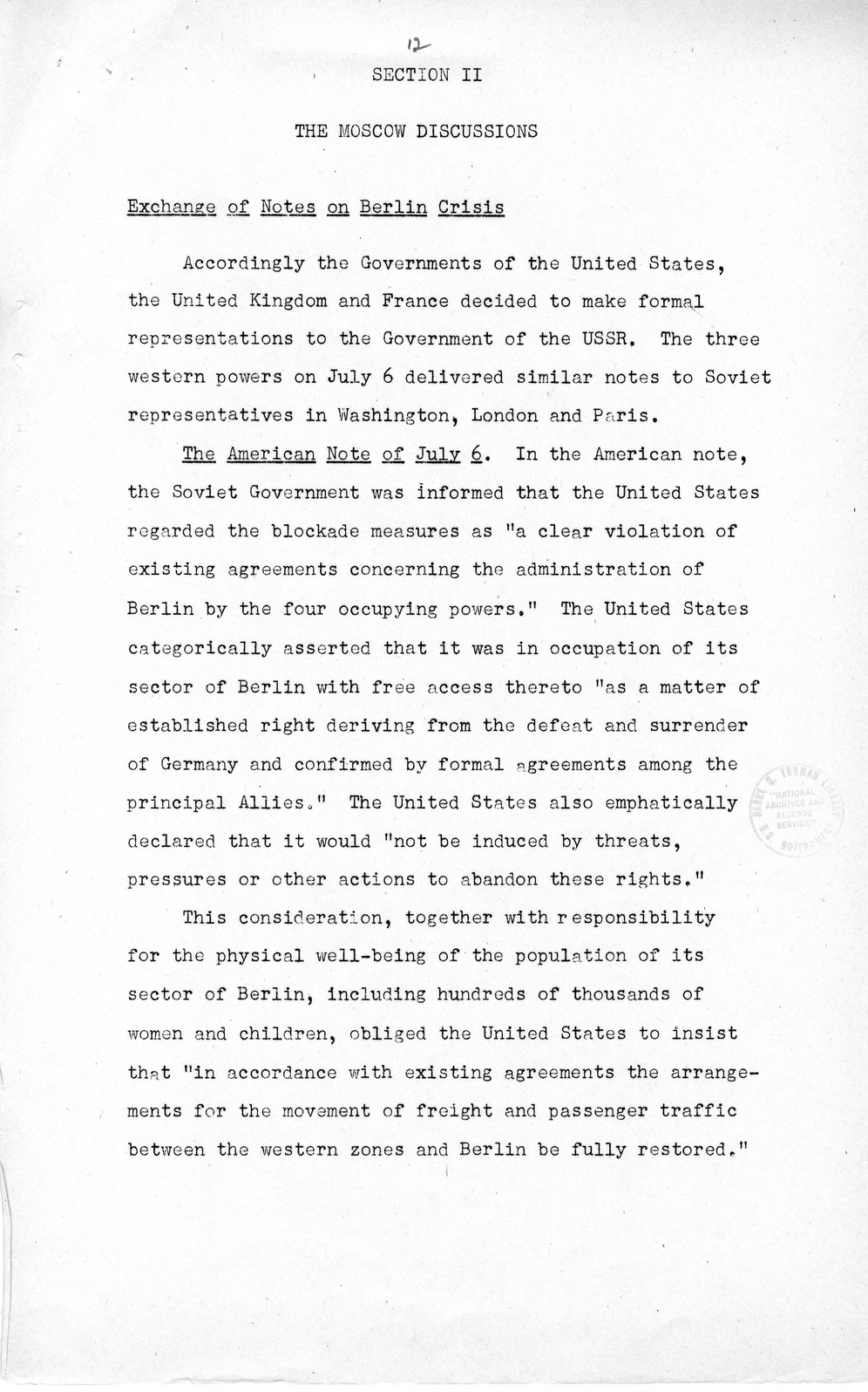 Press Release, The Berlin Crisis: A Report on the Moscow Discussions, 1948