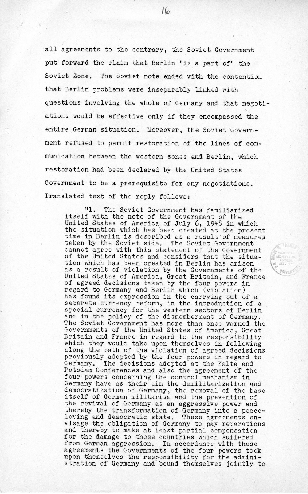 Press Release, The Berlin Crisis: A Report on the Moscow Discussions, 1948