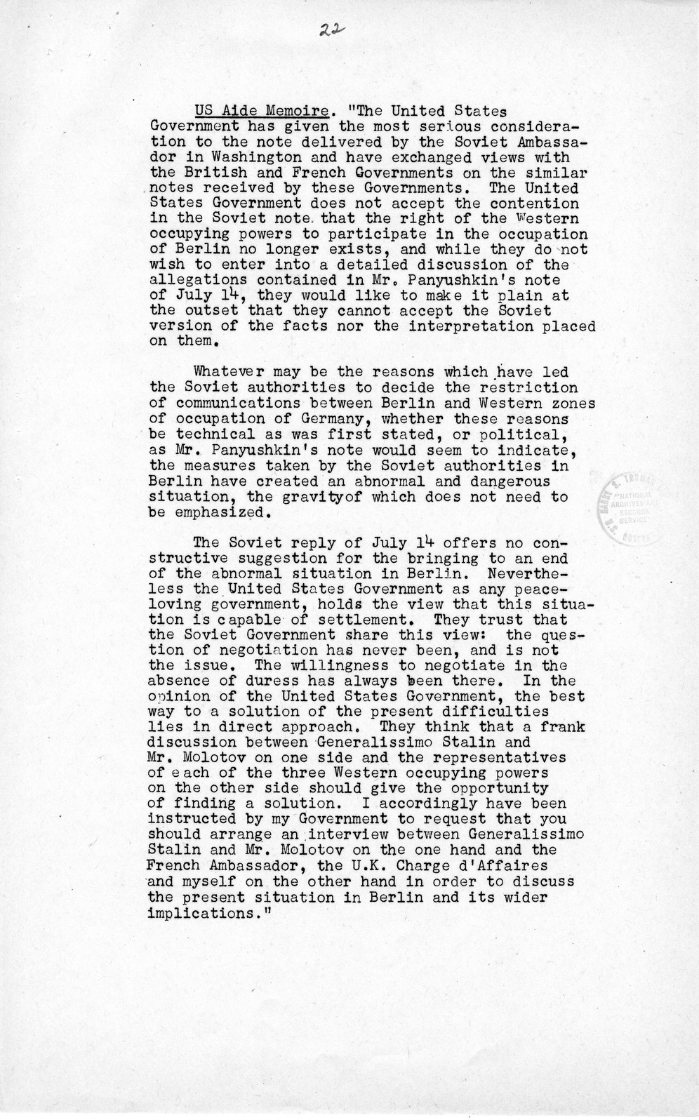 Press Release, The Berlin Crisis: A Report on the Moscow Discussions, 1948