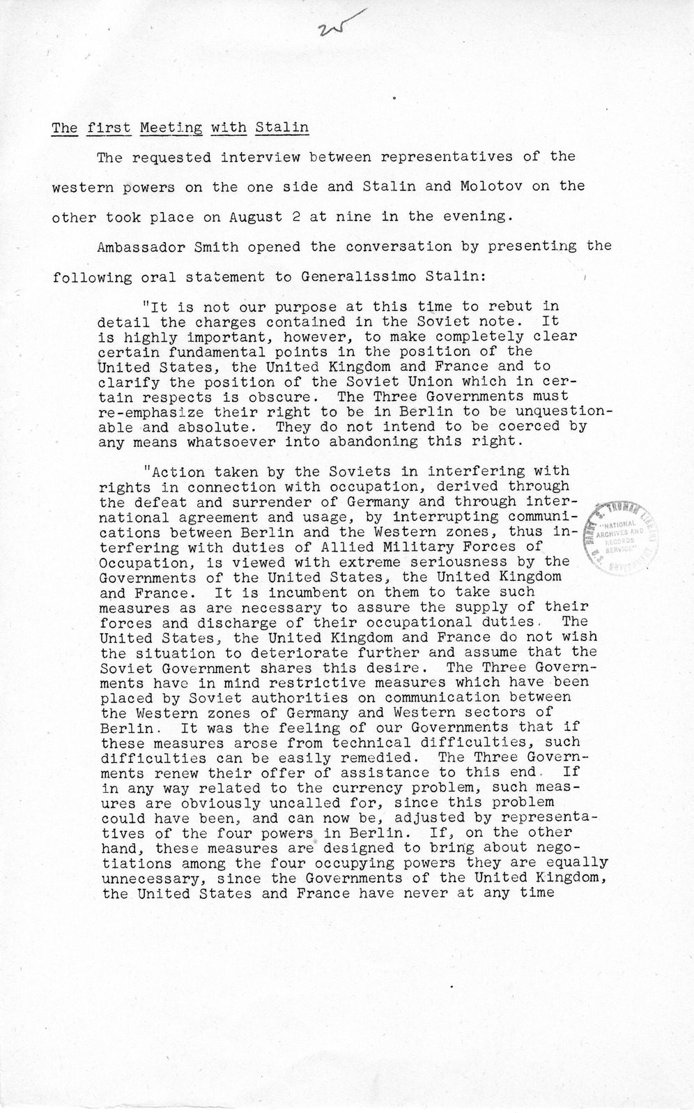 Press Release, The Berlin Crisis: A Report on the Moscow Discussions, 1948