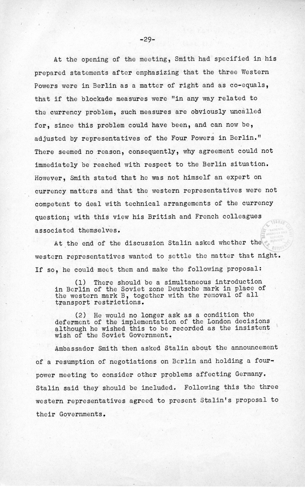 Press Release, The Berlin Crisis: A Report on the Moscow Discussions, 1948