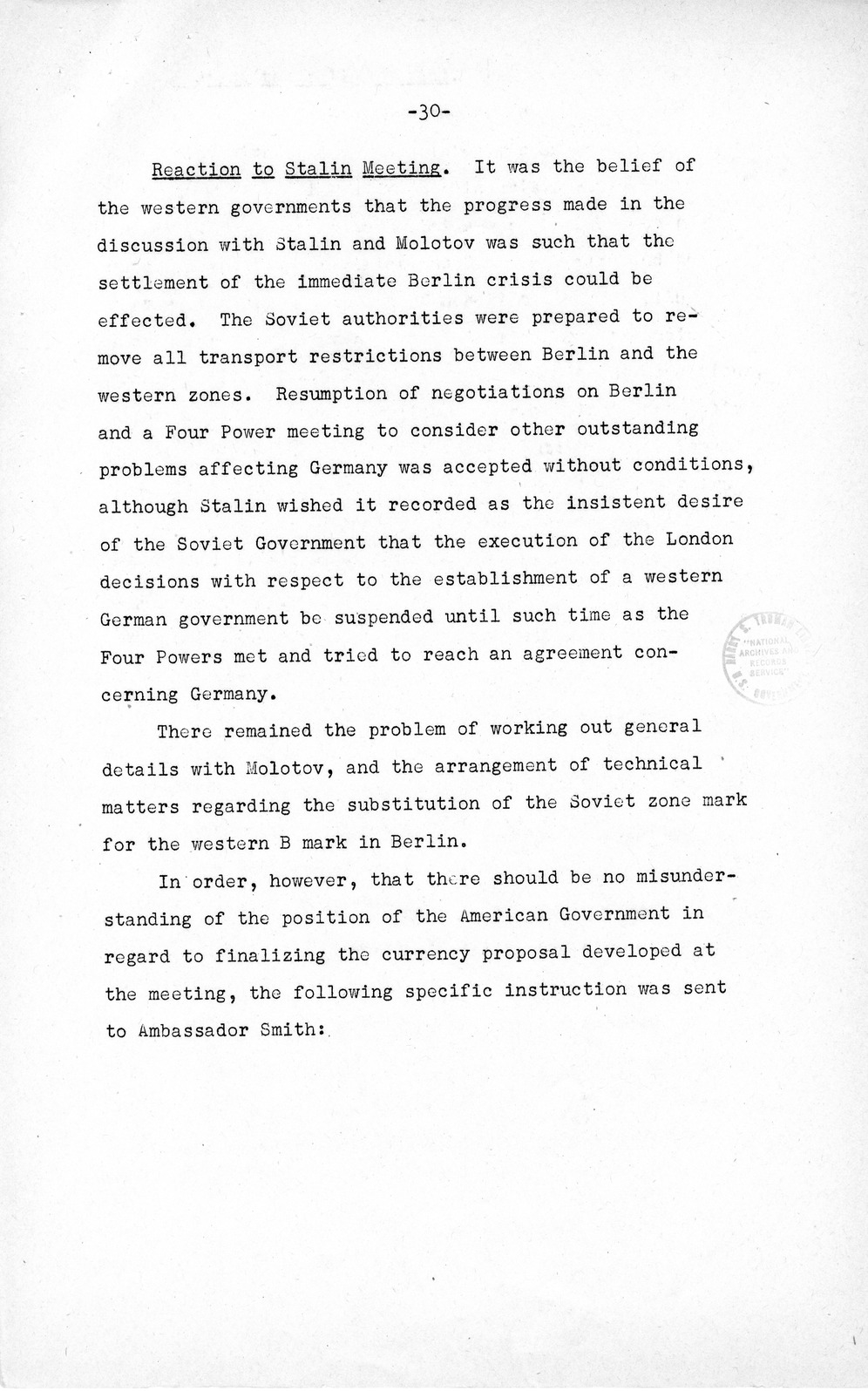 Press Release, The Berlin Crisis: A Report on the Moscow Discussions, 1948