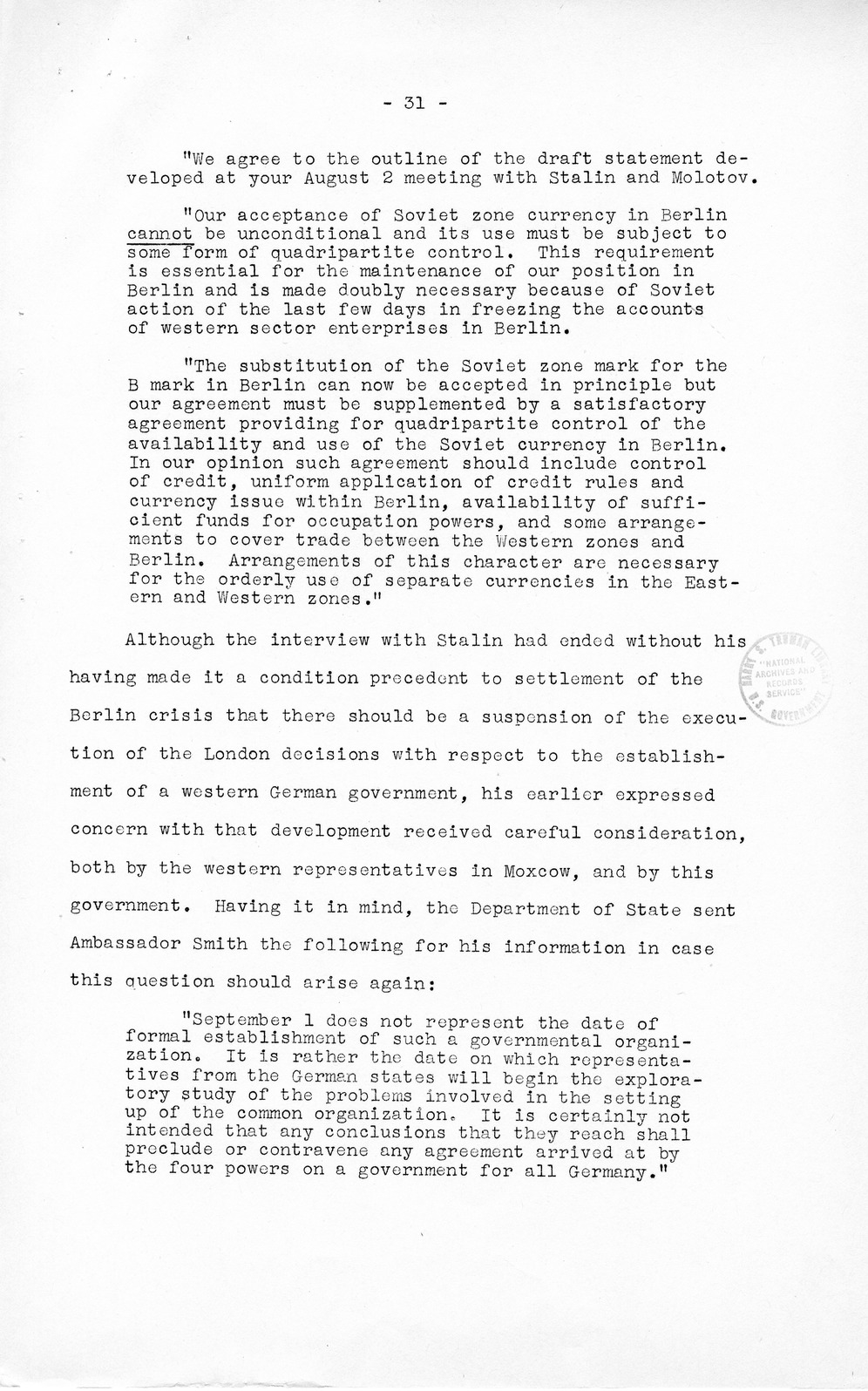 Press Release, The Berlin Crisis: A Report on the Moscow Discussions, 1948