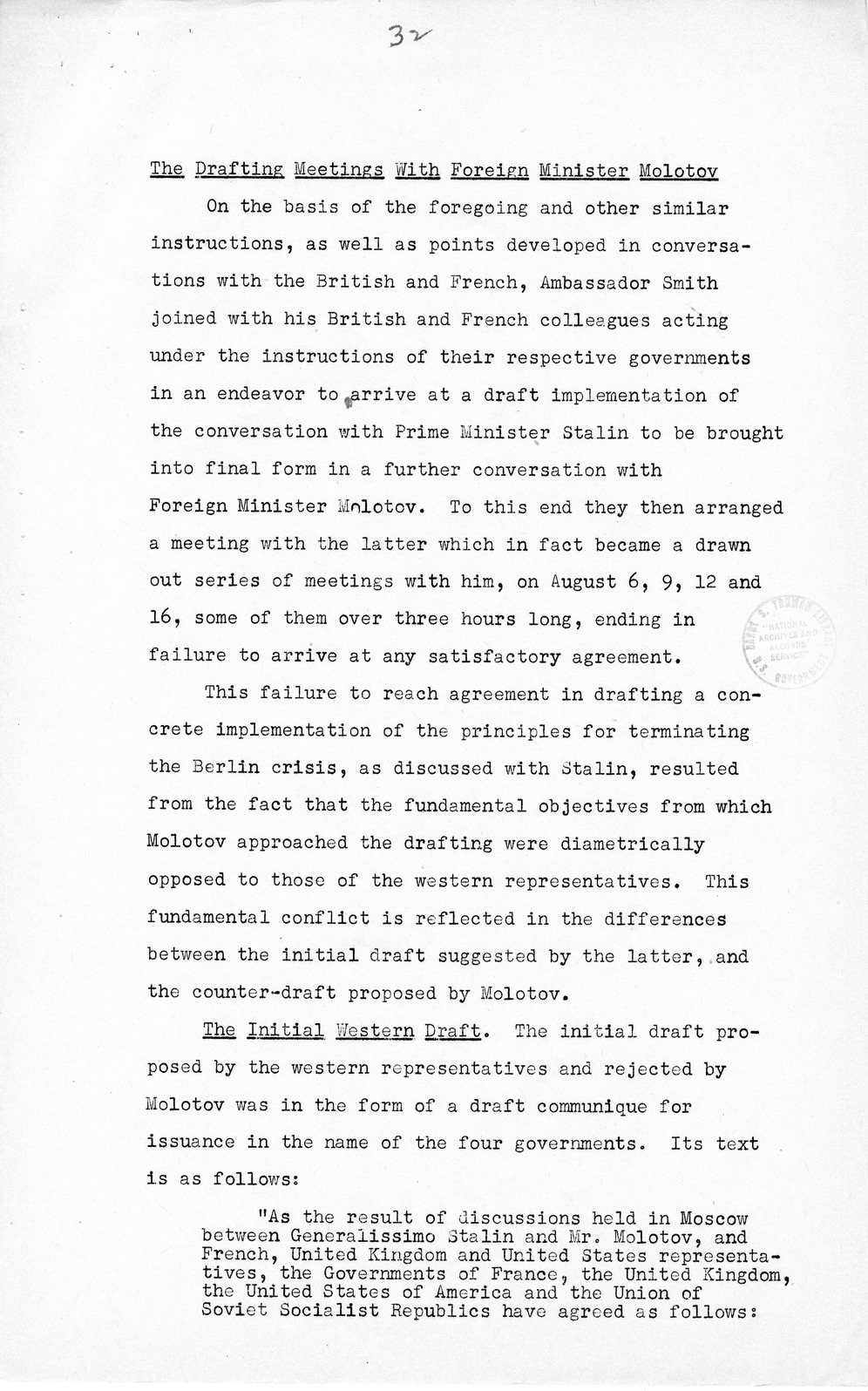 Press Release, The Berlin Crisis: A Report on the Moscow Discussions, 1948