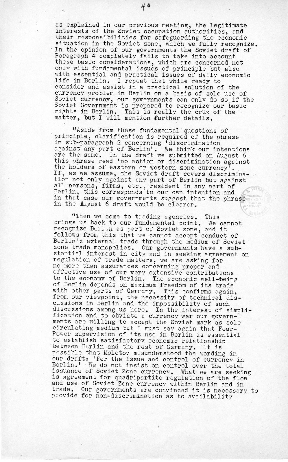 Press Release, The Berlin Crisis: A Report on the Moscow Discussions, 1948