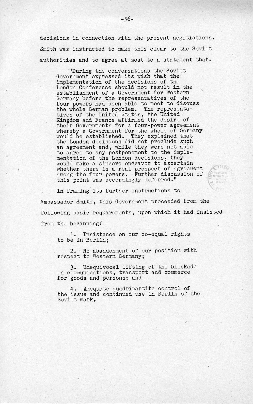 Press Release, The Berlin Crisis: A Report on the Moscow Discussions, 1948