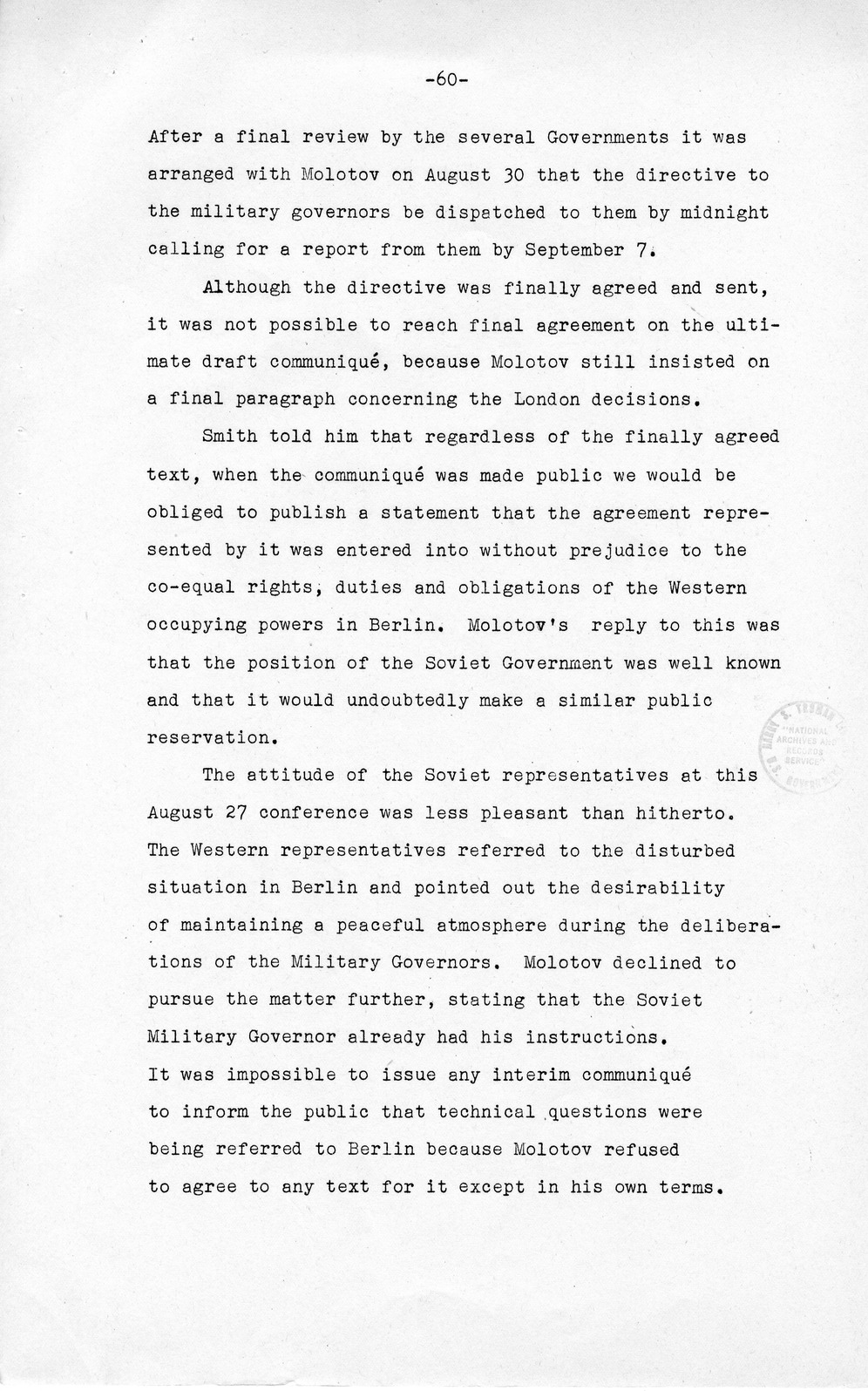 Press Release, The Berlin Crisis: A Report on the Moscow Discussions, 1948