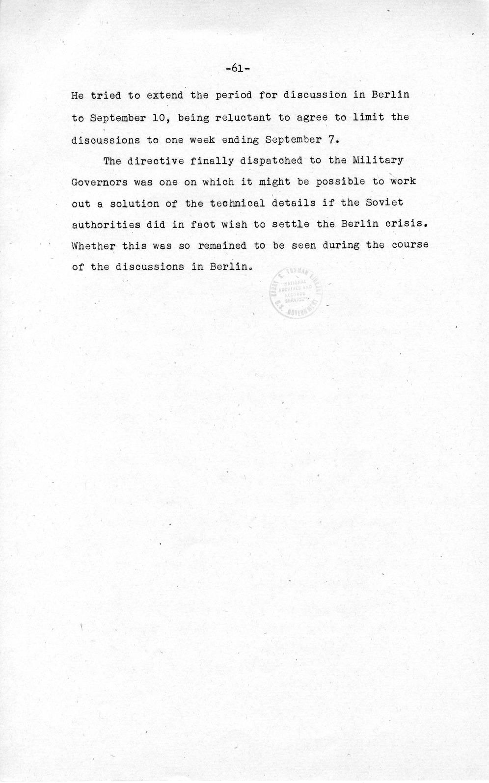 Press Release, The Berlin Crisis: A Report on the Moscow Discussions, 1948