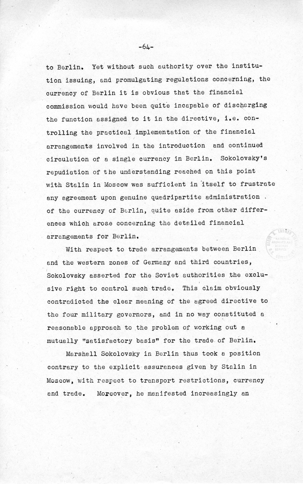 Press Release, The Berlin Crisis: A Report on the Moscow Discussions, 1948