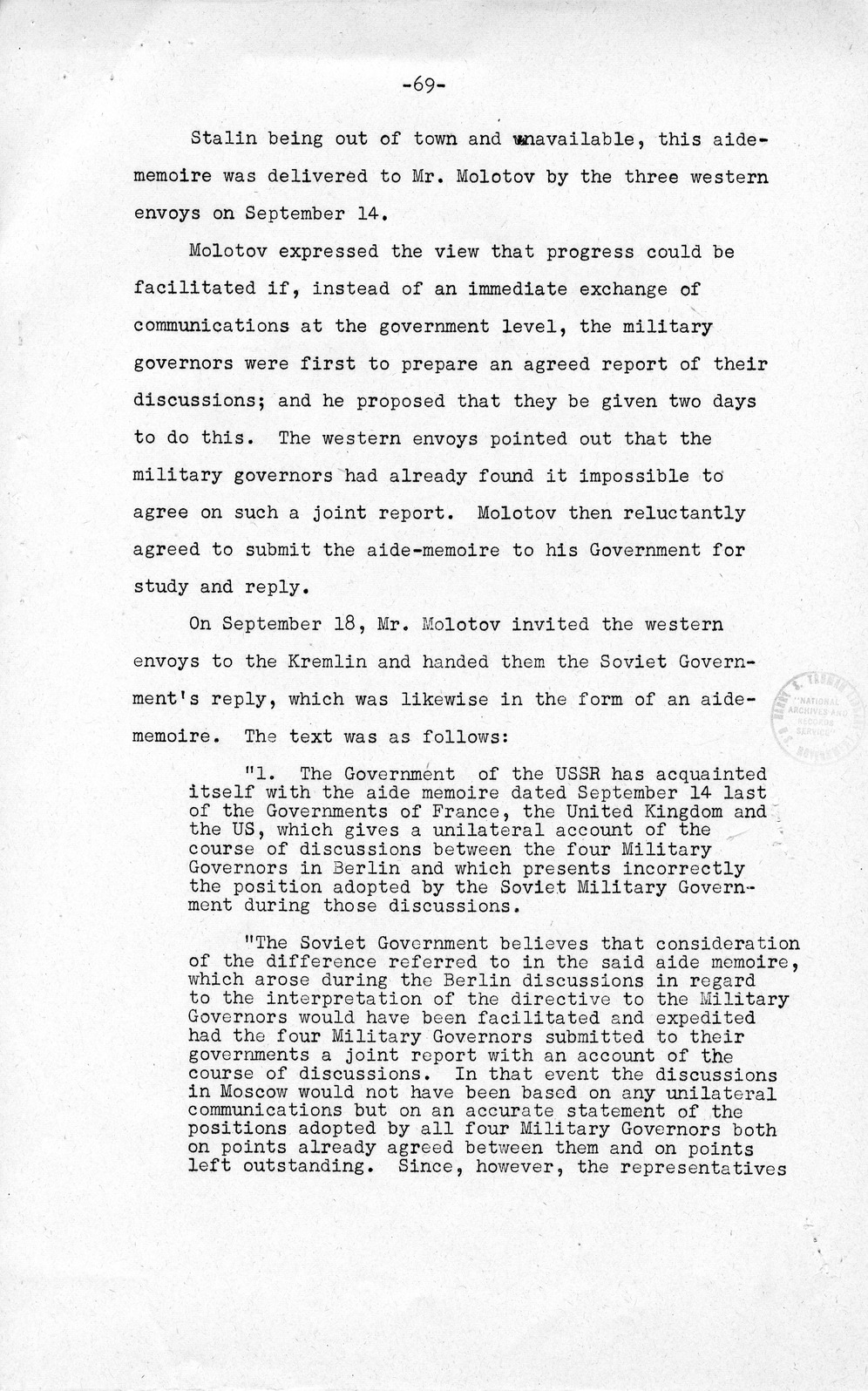 Press Release, The Berlin Crisis: A Report on the Moscow Discussions, 1948