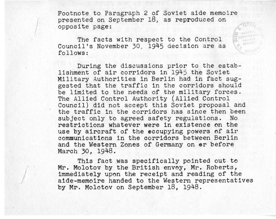 Press Release, The Berlin Crisis: A Report on the Moscow Discussions, 1948