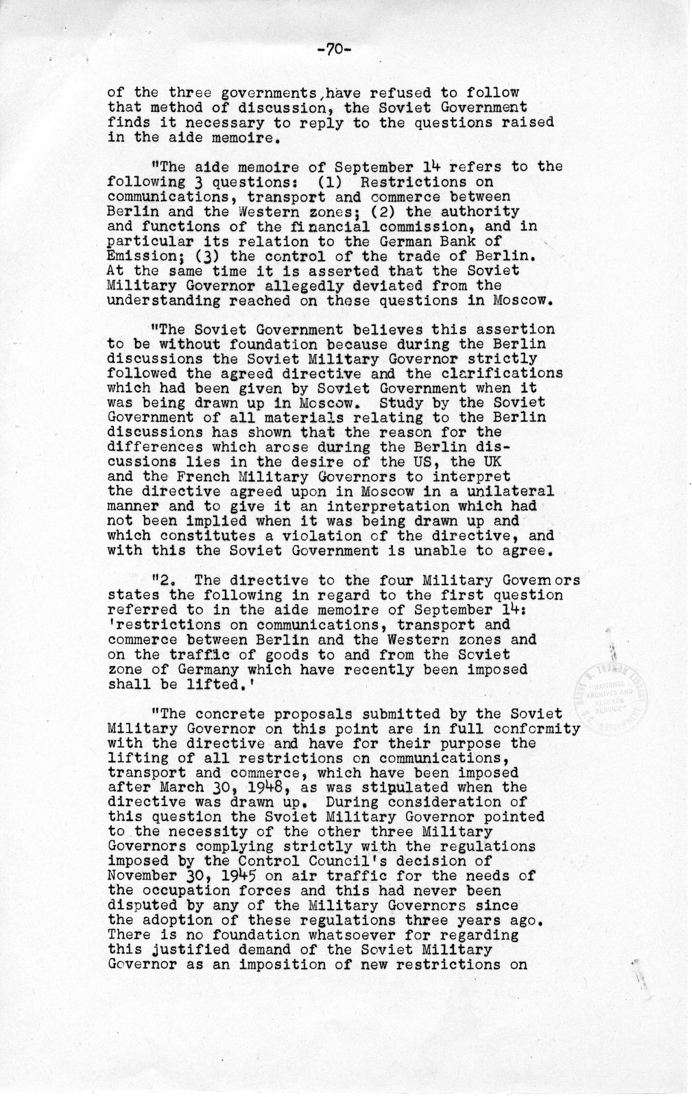 Press Release, The Berlin Crisis: A Report on the Moscow Discussions, 1948