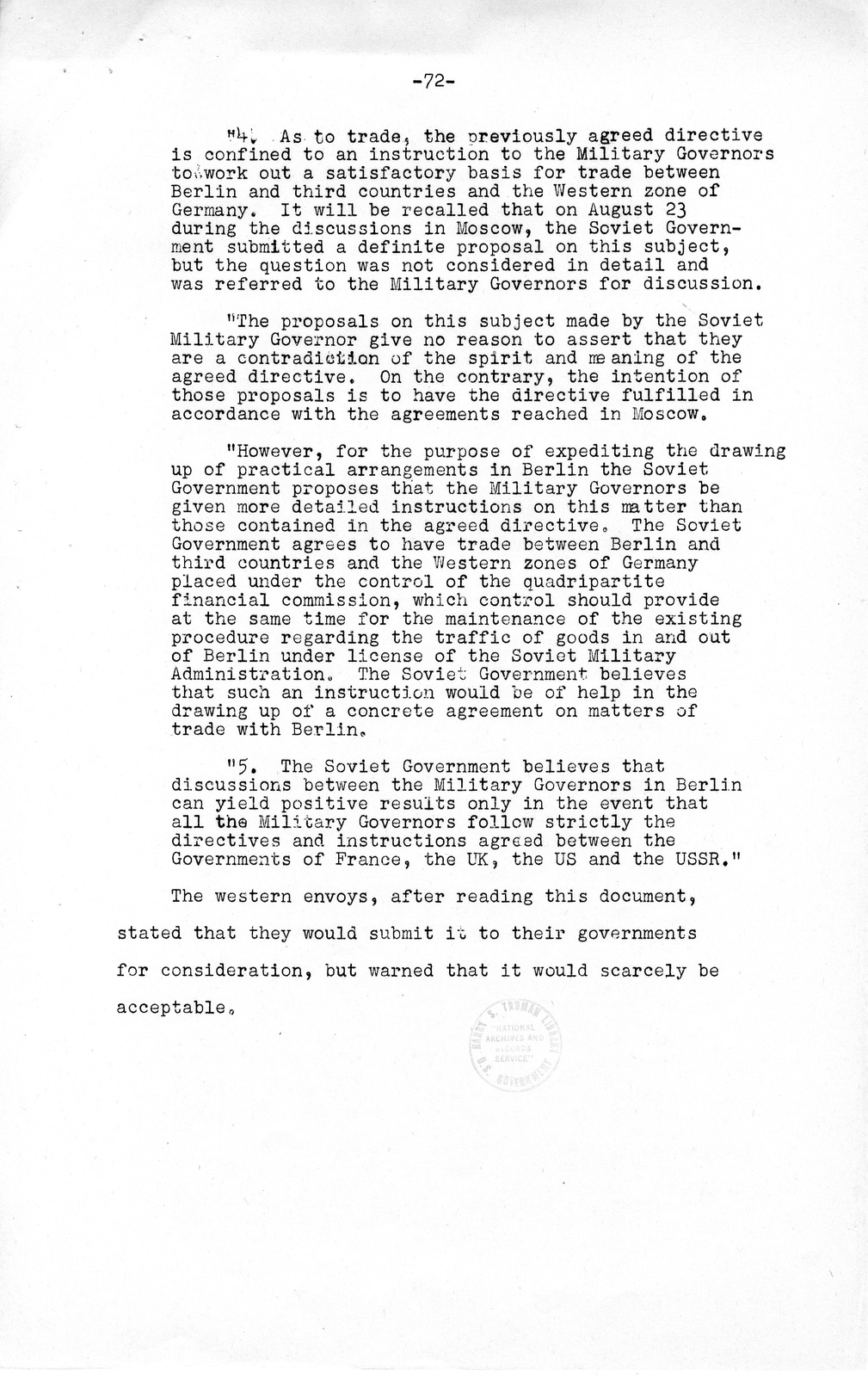 Press Release, The Berlin Crisis: A Report on the Moscow Discussions, 1948