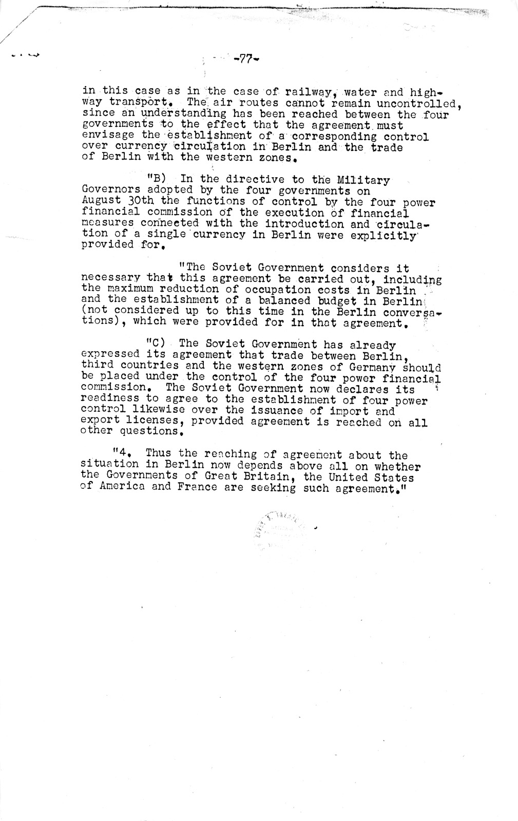 Press Release, The Berlin Crisis: A Report on the Moscow Discussions, 1948