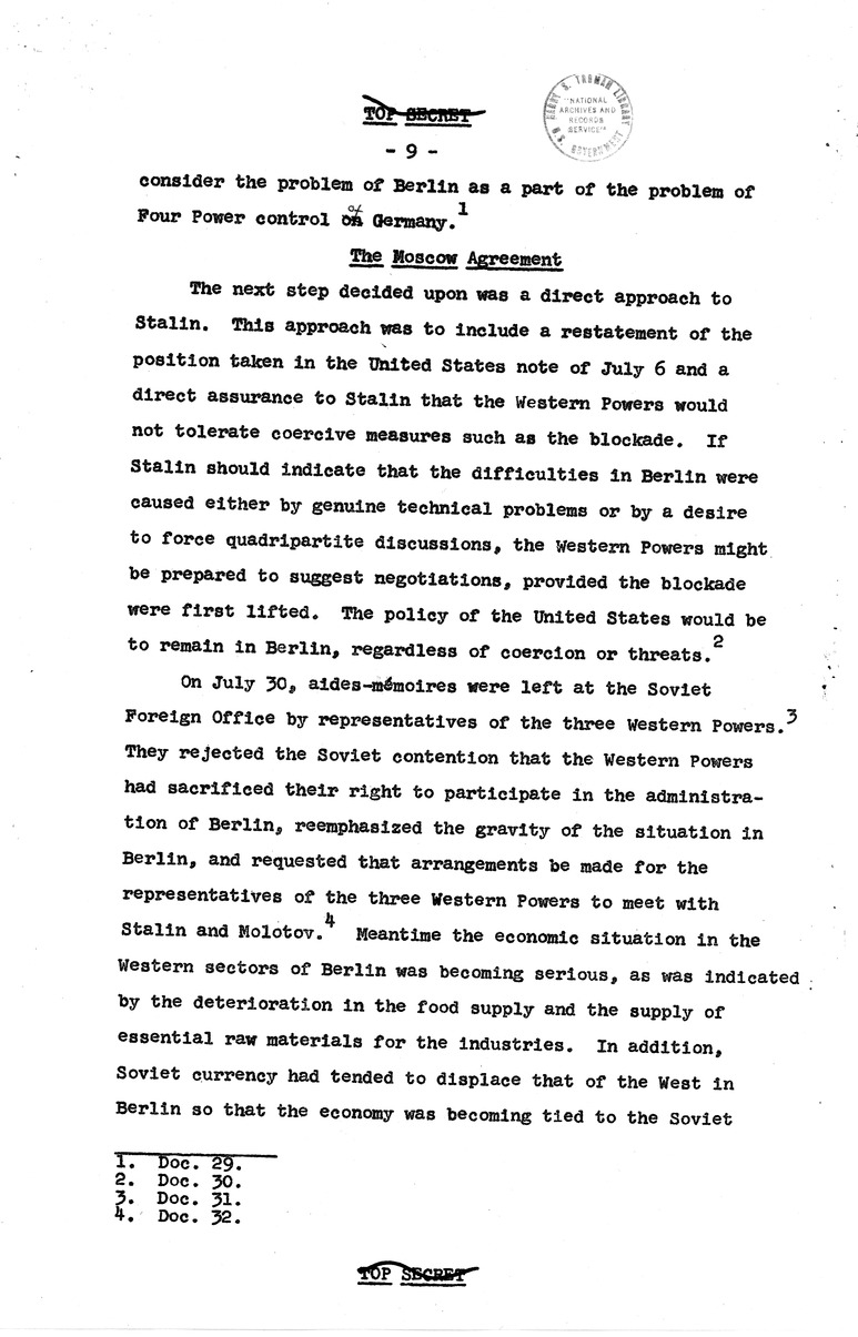 Report Draft, The Berlin Crisis, Research Project Number 17, Department of State