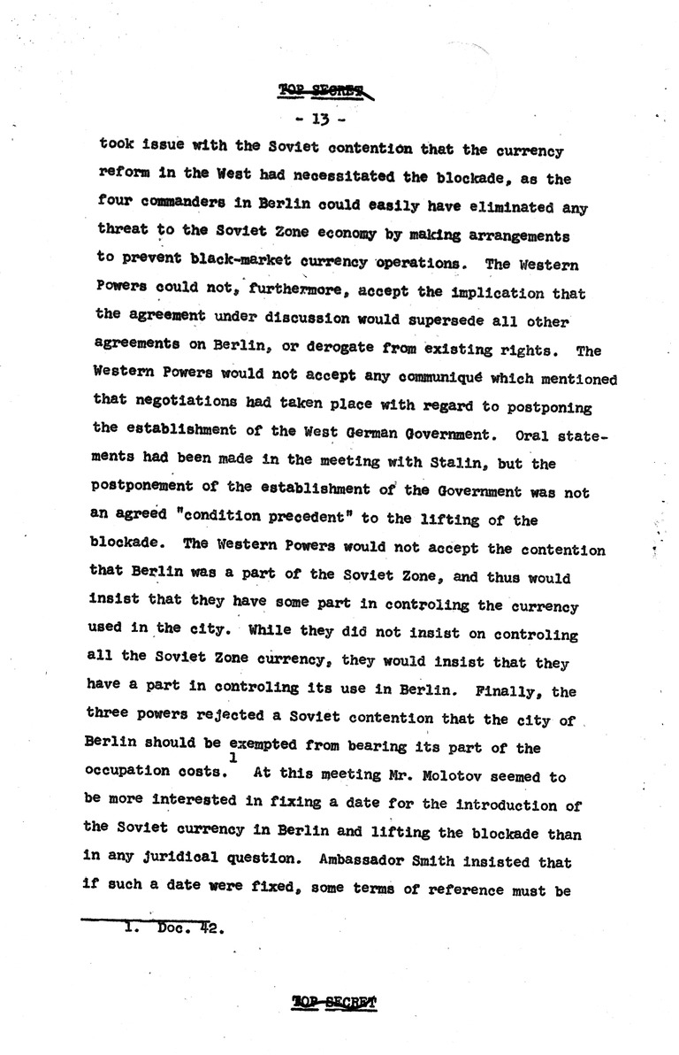 Report Draft, The Berlin Crisis, Research Project Number 17, Department of State