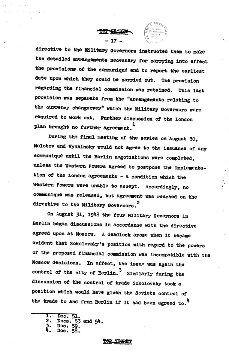 Report Draft, The Berlin Crisis, Research Project Number 17, Department of State