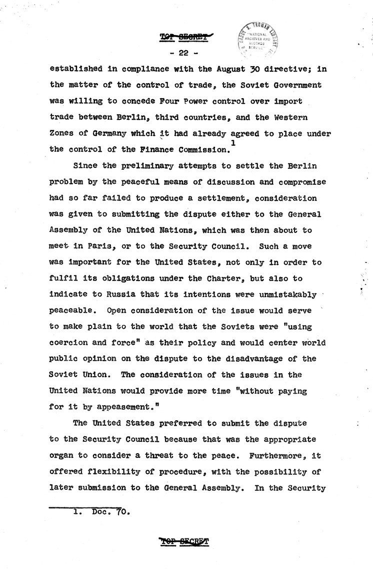 Report Draft, The Berlin Crisis, Research Project Number 17, Department of State