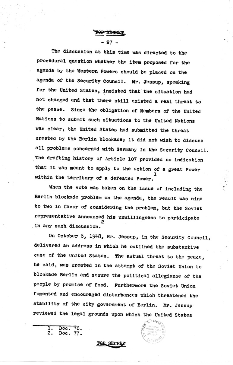 Report Draft, The Berlin Crisis, Research Project Number 17, Department of State