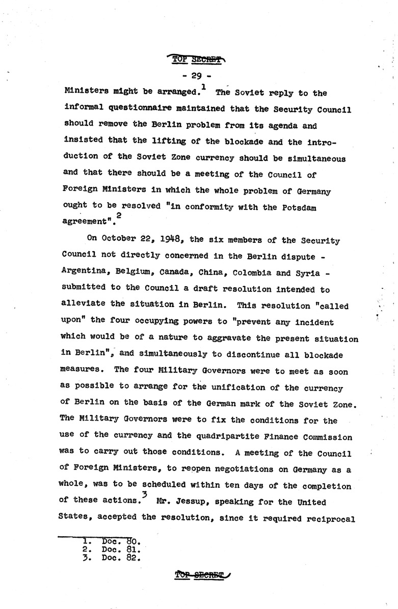 Report Draft, The Berlin Crisis, Research Project Number 17, Department of State