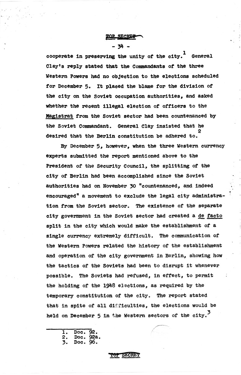 Report Draft, The Berlin Crisis, Research Project Number 17, Department of State