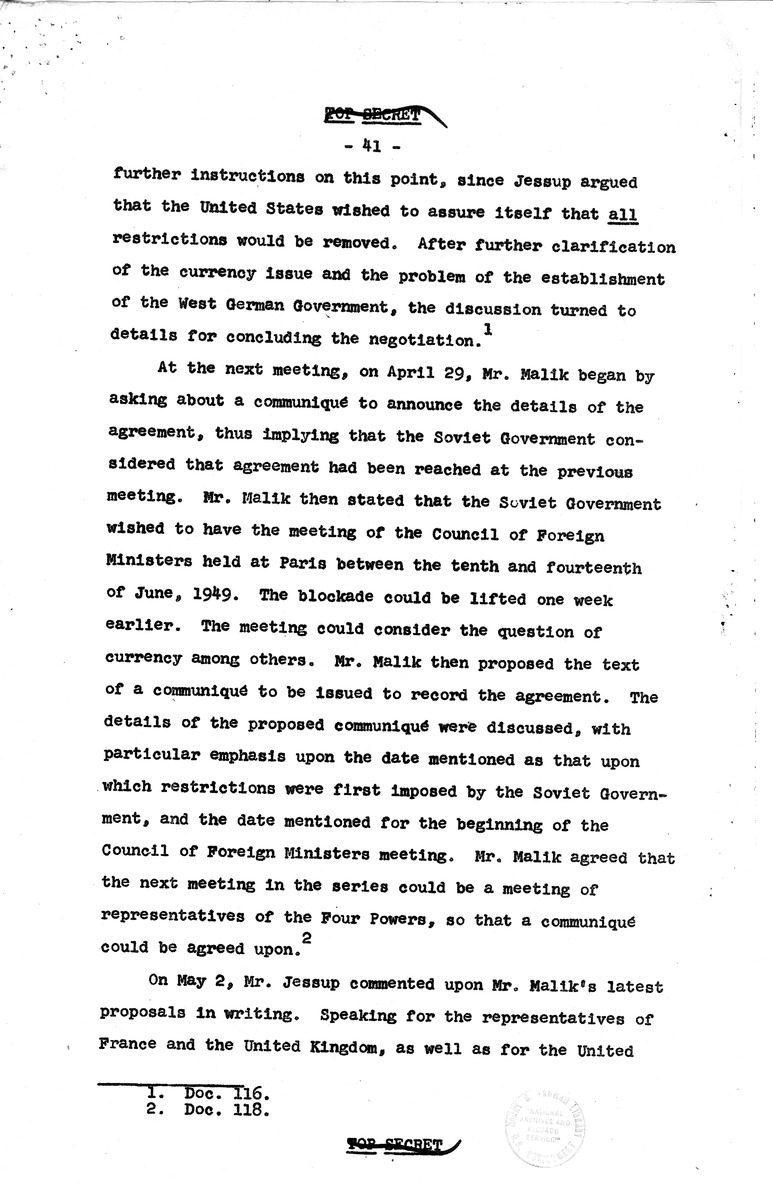 Report Draft, The Berlin Crisis, Research Project Number 17, Department of State