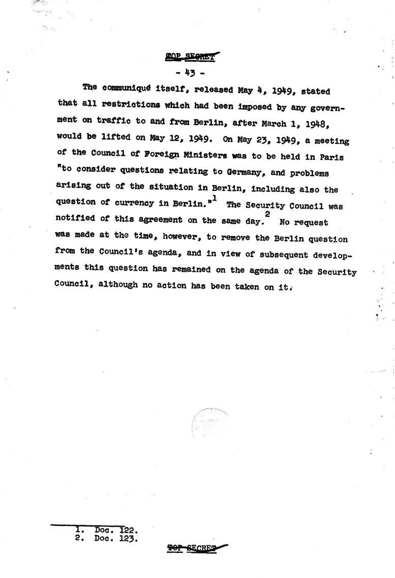 Report Draft, The Berlin Crisis, Research Project Number 17, Department of State