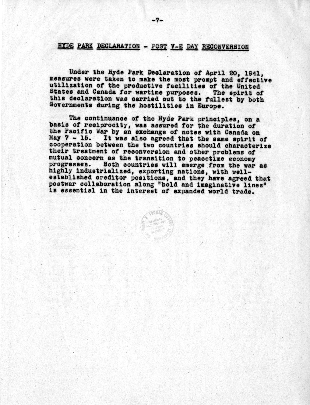 Memorandum from Dean Acheson to President Harry S. Truman, with Attached Memorandum