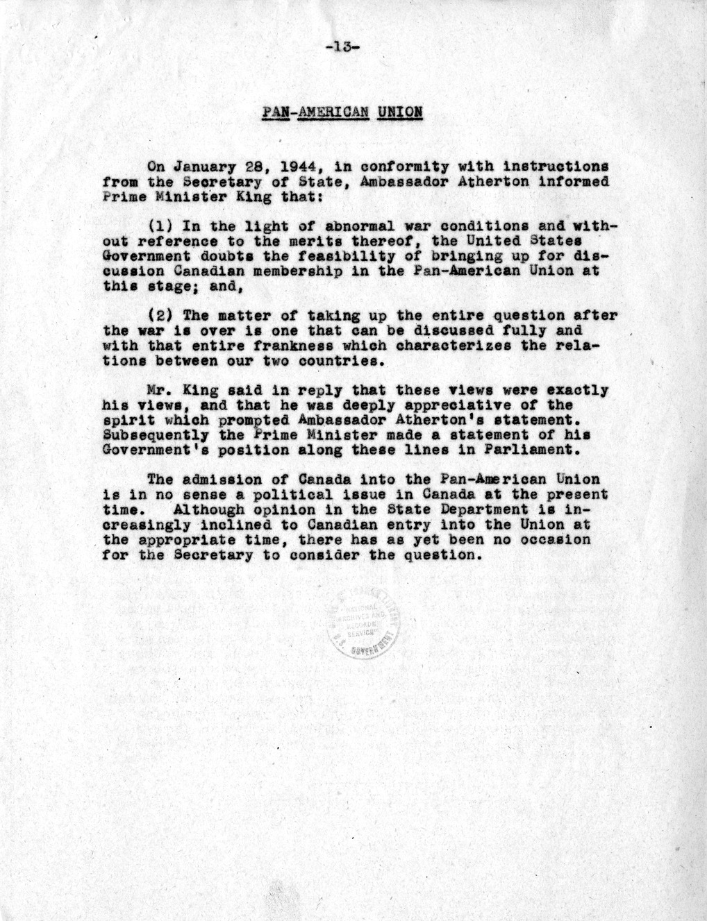 Memorandum from Dean Acheson to President Harry S. Truman, with Attached Memorandum