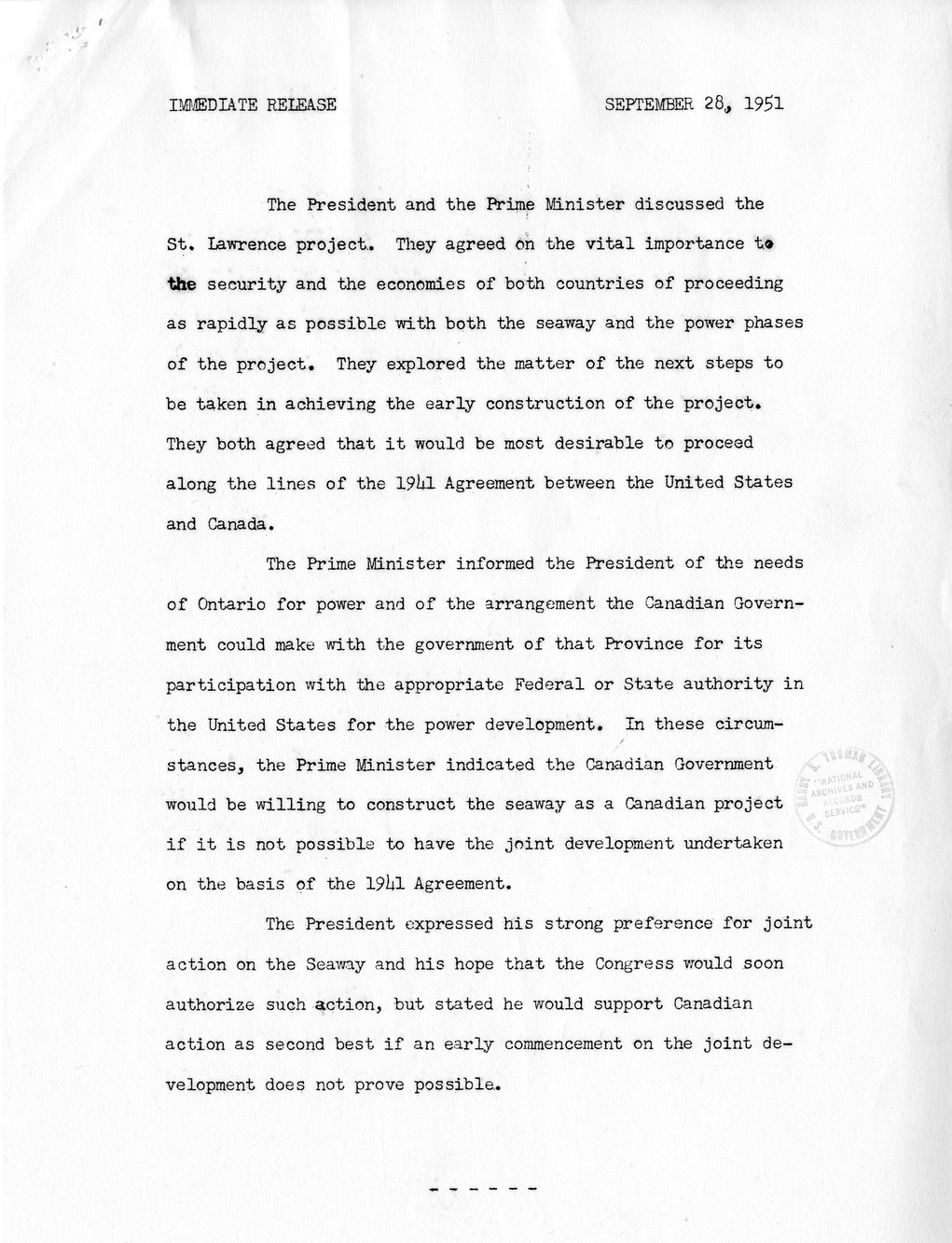 Memorandum from George Elsey to President Harry S. Truman, with Attachment