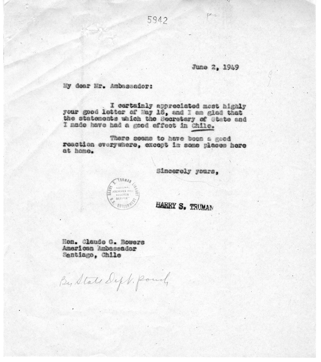 Correspondence Between Ambassador Claude Bowers and President Harry S. Truman, with Attachment