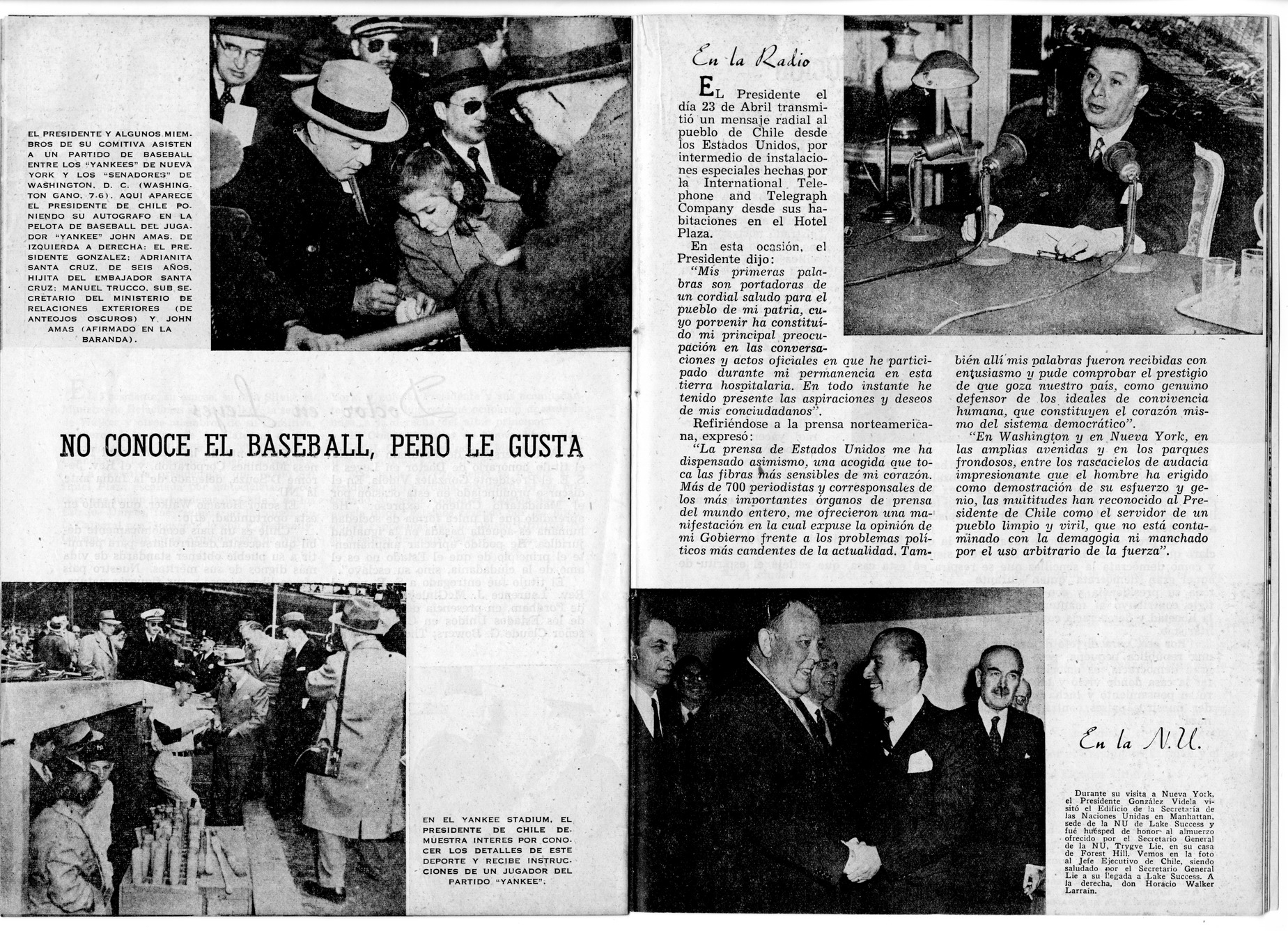 Pamphlet of the Visit to the United States of President Gabriel Gonzalez Videla of Chile