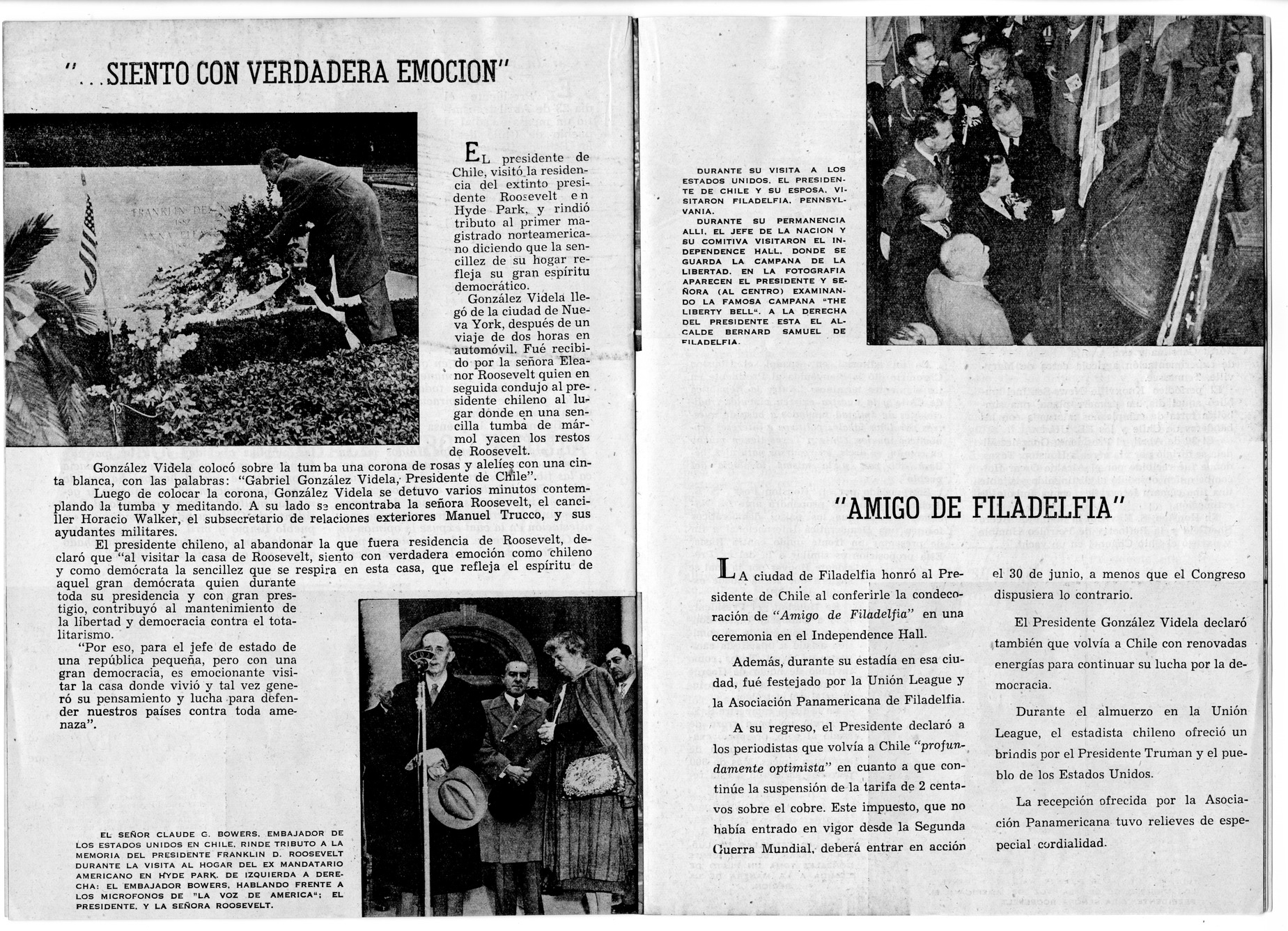 Pamphlet of the Visit to the United States of President Gabriel Gonzalez Videla of Chile