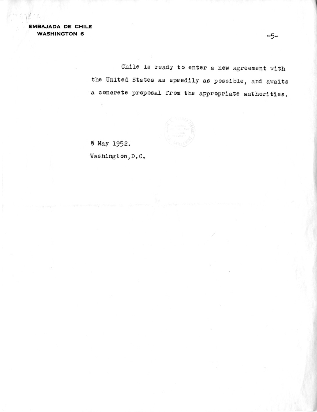 Memorandum from President Harry S. Truman to Dean Acheson, with Attachment