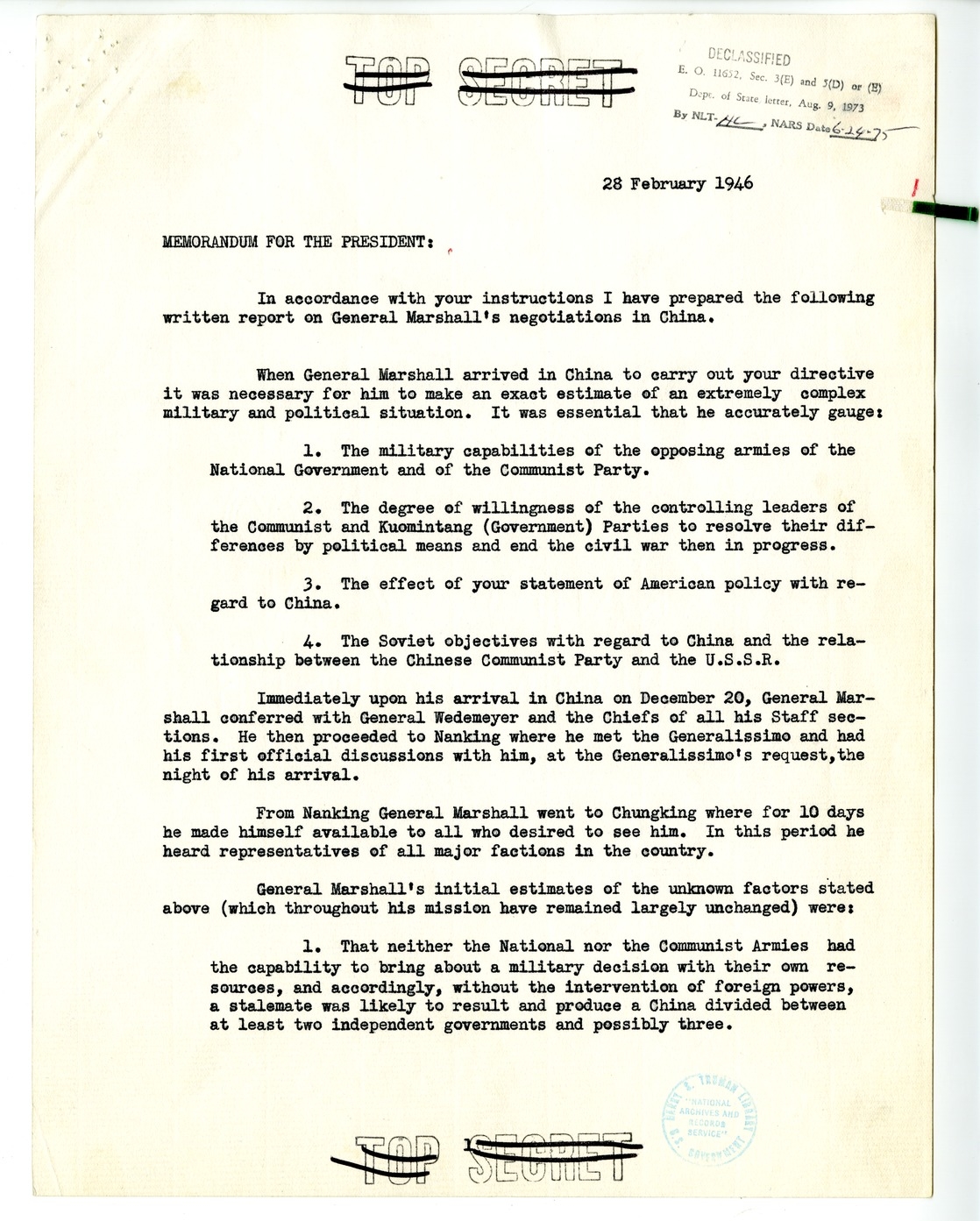 Memorandum from Secretary of State James Byrnes to Matthew Connelly, with Attached Memorandum from James Shepley to President Harry S. Truman