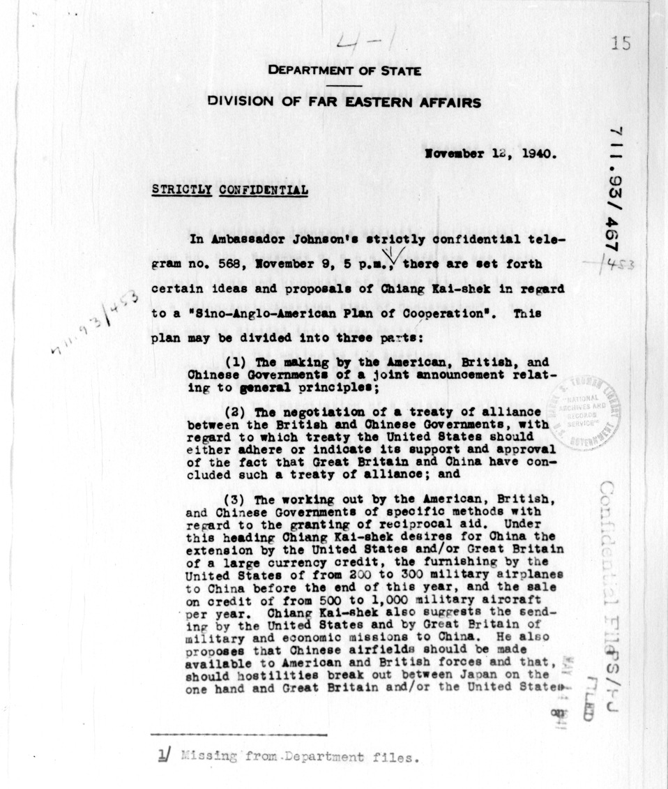 Memorandum from the Department of State - Division of Far Eastern Affairs