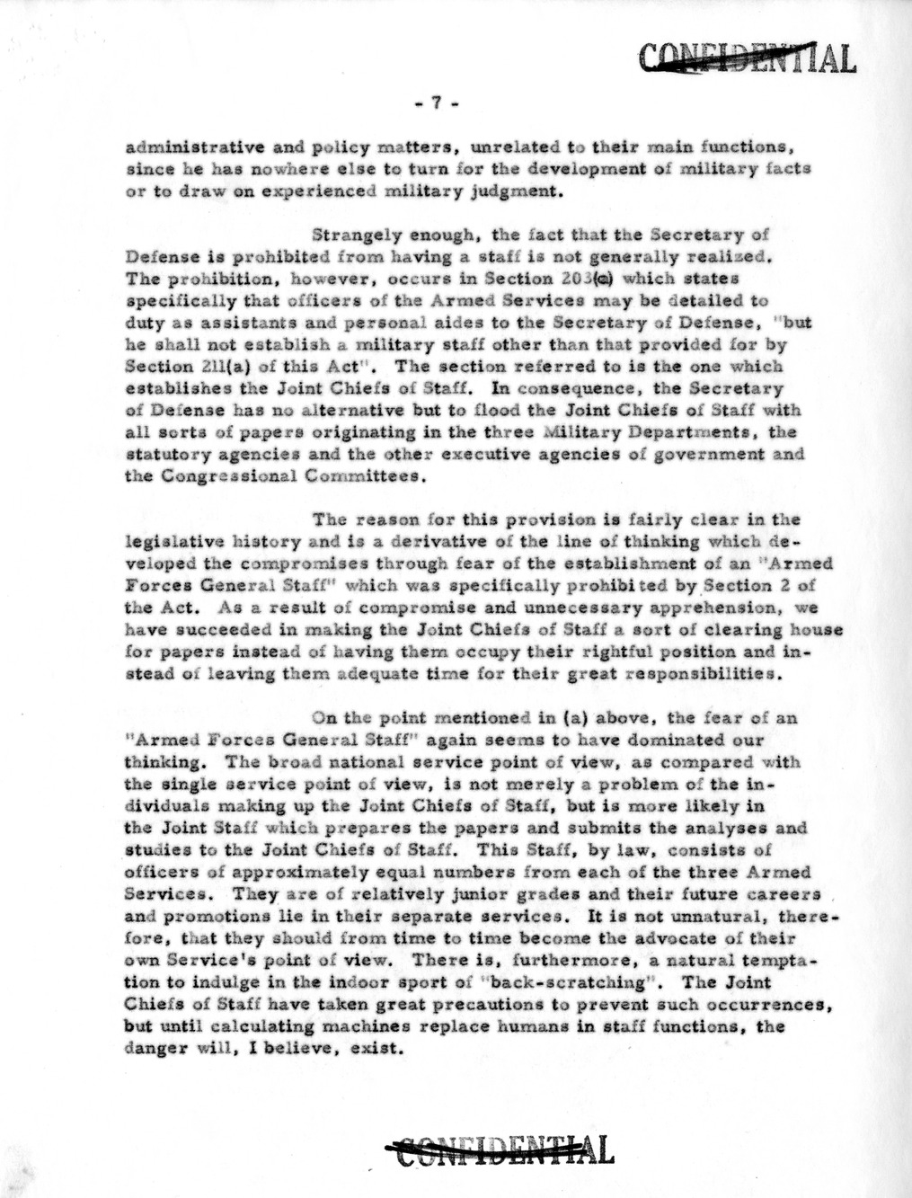 Memorandum from Secretary of Defense Robert Lovett to President Harry S ...