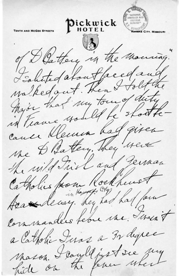 Longhand Note of Judge Harry S. Truman